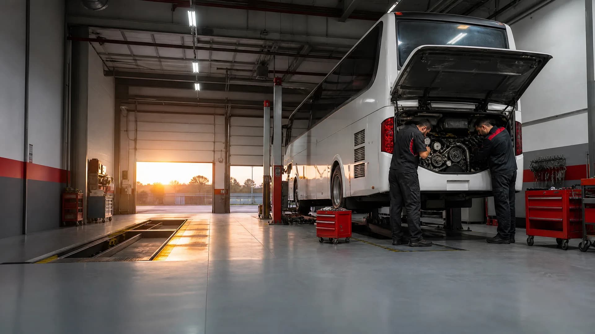 Autocar King Long en la bahía del taller